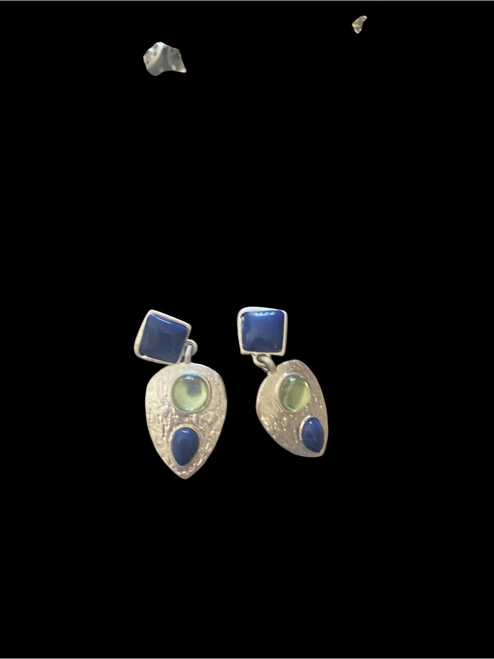 Sterling Silver Blue & Green Teardrop Drop Earrings